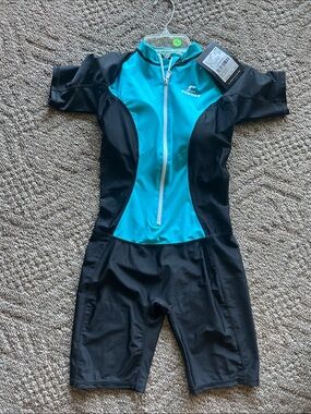 NWT Women's Copozz Blue and Black One Piece Swimsuit